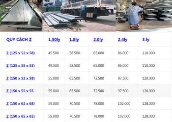 Bảng giá xà gồ Z