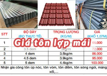 Bảng giá tôn lợp mái