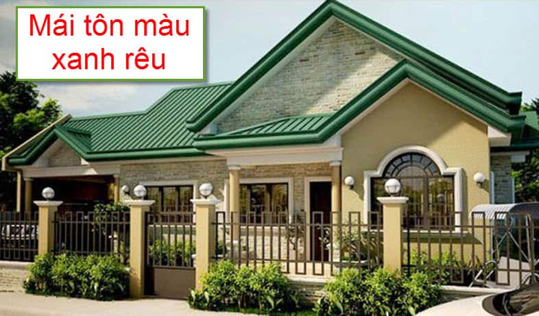 Mái tôn lợp nhà màu xanh rêu