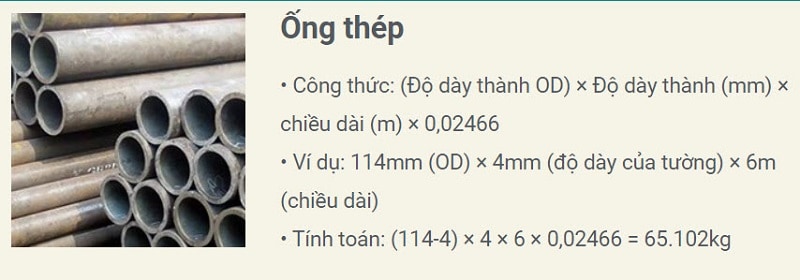 Công thức tính trọng lượng riêng của thép ống